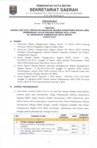 JADWAL DAN TATA TERTIB PELAKSANAAN SKB PEMERINTAH KOTA METRO FORMASI THN 2019