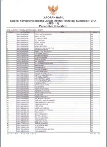 Hasil Pelaksanaan SKB Penerimaan CPNS di Lingkungan Pemerintah Kota Metro